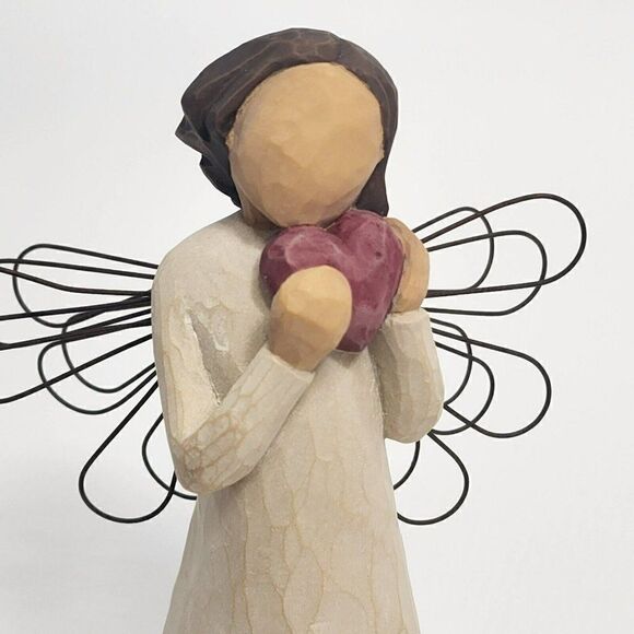 Willow Tree 5" Angel of Heart Holding Red Heart Figurine Retired Susan Lordi - Picture 7 of 8